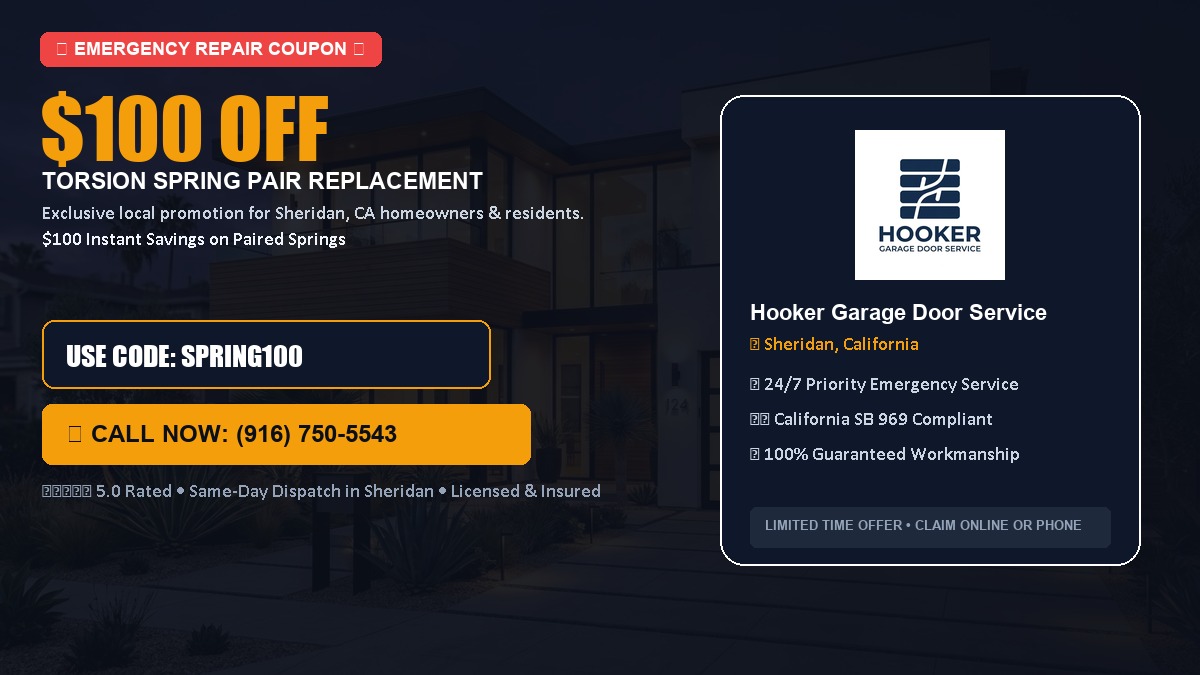 $100 OFF Heavy-Duty Torsion Spring Pair Replacement in Sheridan, CA