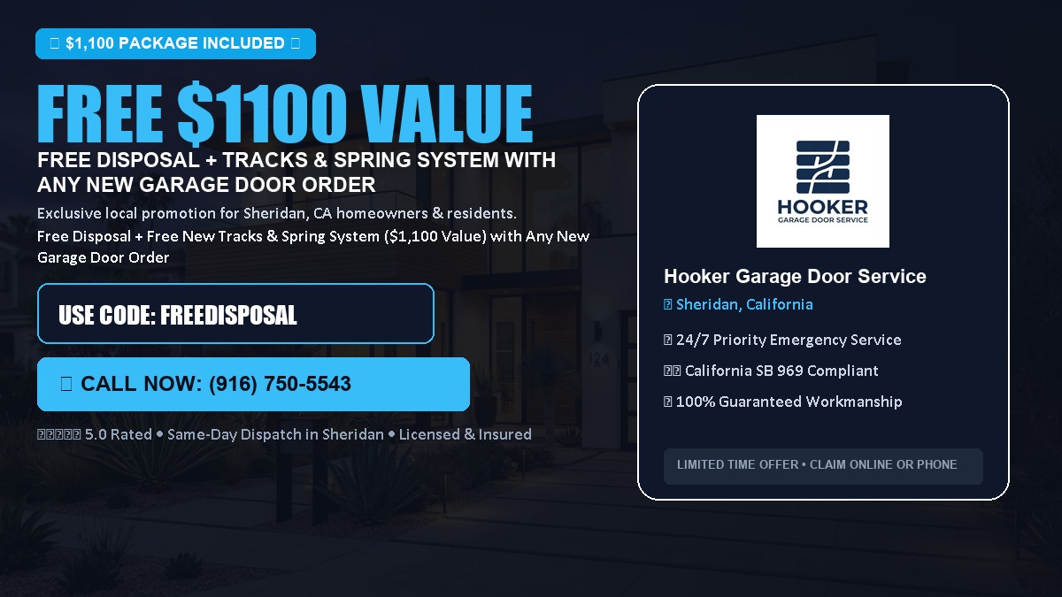 Free Disposal + Free New Tracks & Spring System with Any New Garage Door Order ($1100 Value) in Sheridan, CA