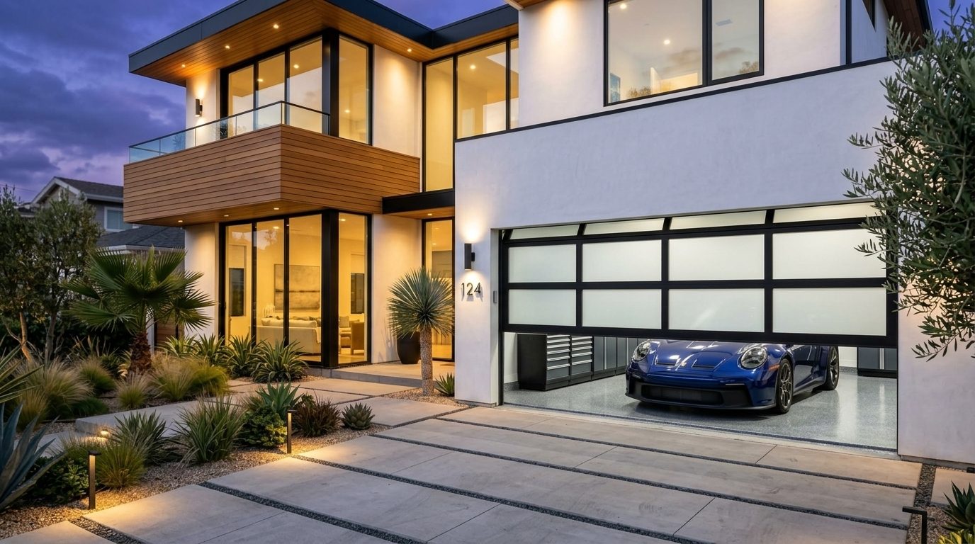Hooker Garage Door Service Garage Door Gliding Open Revealing Warm Illuminated Interior